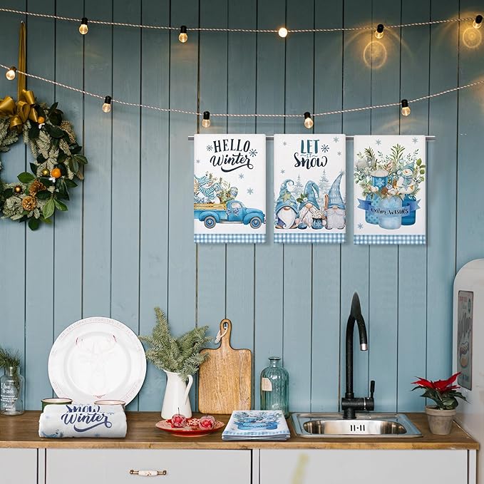 12 Pcs Seasonal Kitchen Towels Set for All Holidays Hand Dish Tea Towels Fall Halloween Christmas Cute Drying Dishcloths Decorative Absorbent Wash Cloths(Seasonal Style)