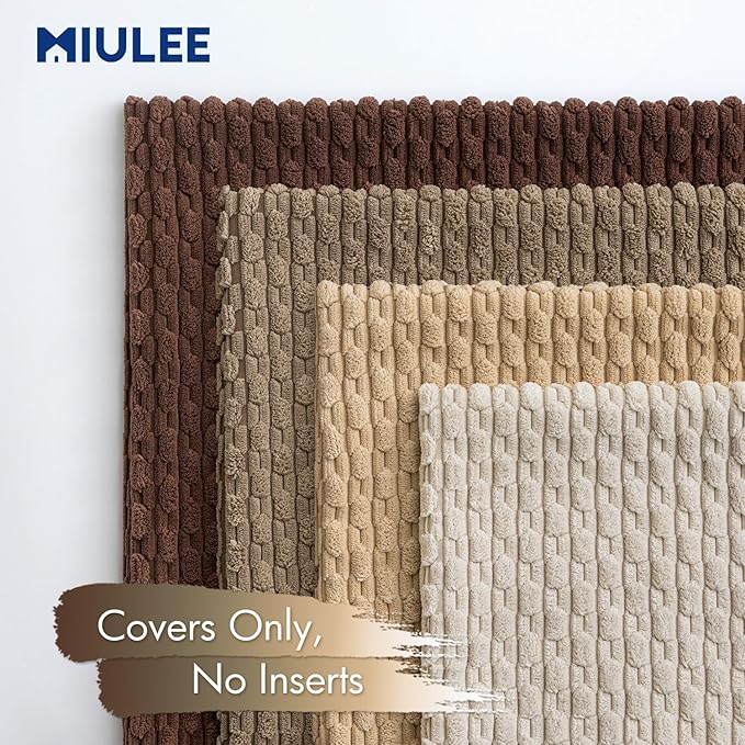 MIULEE Throw Pillow Covers Soft Couch Decorative Set of 4 Boho Striped Cushion Covers Corduroy Pillowcases Farmhouse Accent Home Decor for Fall Couch Bed Sofa Living Room 18x18 Inch Brown