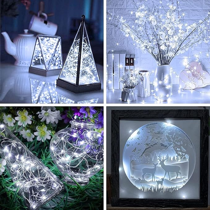 10 Pack Fairy Lights Battery Operated - 7ft 20 LED Twinkle Lights Copper Wire Mini String Lights Firefly Lights for Mason Jars DIY Crafts Christmas Wedding Party Centerpiece Table Decor, Cool White