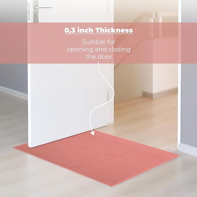 Cotton Paradise 100% Cotton Non Slip Bath Mats for Bathroom, 17x24 inch Soft Absorbent Quick Dry Machine Washable Floor Bath Mat, Coral