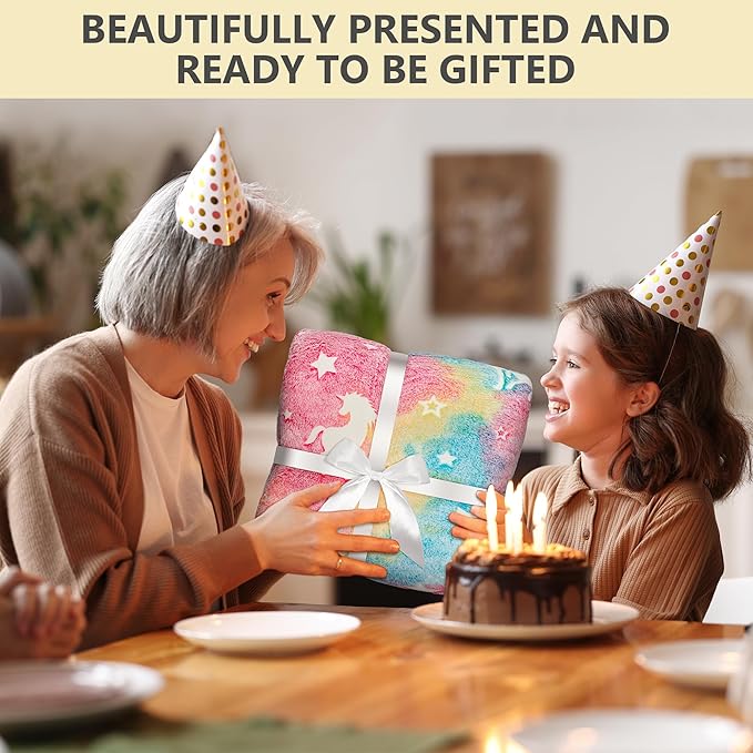 Unicorn Glow In The Dark Wearable Blanket For Girls- Soft Warm 52"X60" Flannel Fleece Unicorn Gifts For Girls Age 8-10, 6-8, 4-6, Hooded Throw Blanket Gift For Kids