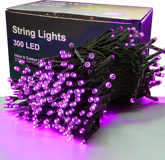 300 LED Halloween Lights, 98.5FT Halloween String Lights with 8 Lighting Modes, Waterproof & Connectable Mini Light, Plug in for Indoor Outdoor Holiday Christmas Party Bedroom Decorations (Purple)