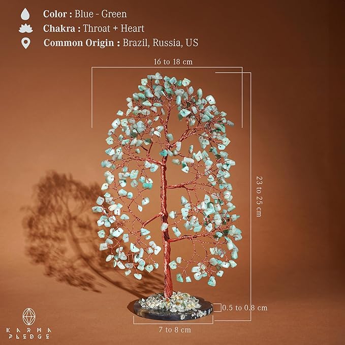Crystal Trees for Home and Office Decoration, Amazonite Chakra Healing Crystals Feng Shui Handmade Trees for Positive Energy, Money, Good Luck, Christmas Decor, Birthday Gifts for Women, Mom