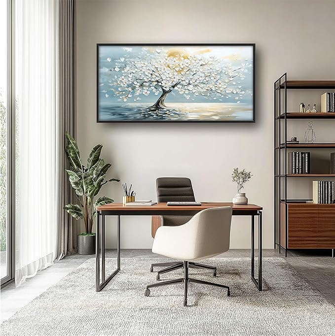 Lovira White Tree Large Wall Art Canvas Wall Decor Pictures Prints Painting Framed Artwork for Living Room Bedroom Bathroom Kitchen Office 30"x60"