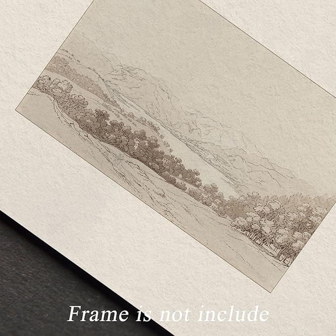 uniro Neutral Wall Art for Home Decor, Farmhouse Landscape Sketch Wall Painting Canvas Prints, Rustic Nature Oil Painting, Antique Moody Neutral Landscape Aesthetic Wall Decor Vintage Art Pictures for Bedroom Bathroom Decor( 8" x 10"-UNFRAMED)