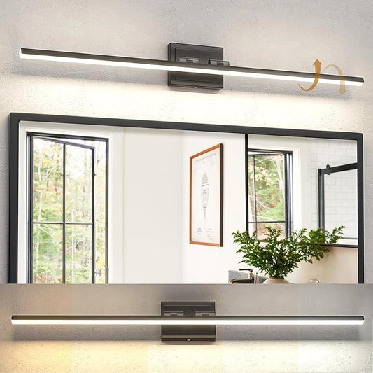 NIORSUN 39.4 Inch Modern Bathroom Light Fixture, 24W 5CCT Dimmable LED Black Bathroom Vanity Lights Over Mirror, Vanity Lights for Bathrooms Restroom Mirror- ETL Certified