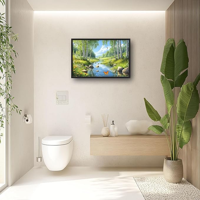 Large Forest Wall Art for Living Room, Lake Butterfly Tree Oversized Wall Decor Pictures, Nature Landscape Framed Canvas Print Painting, Artwork for Bedroom Office Home Decor 36"x24"