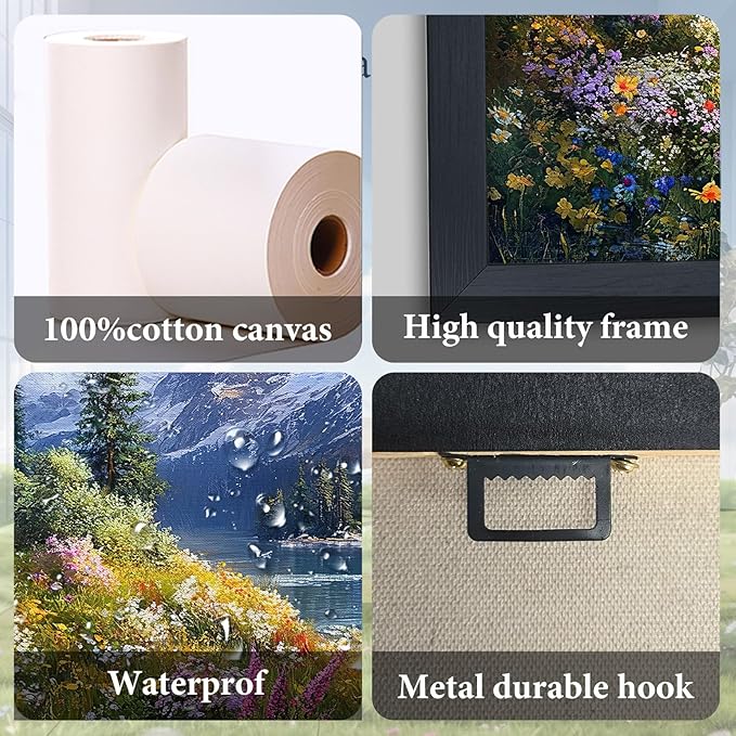 Mountain Wall Art for Living Room, Large Landscape Canvas Wall Decor, Nature Pictures Framed Painting, Landscape Tree Artwork for Bedroom Office Home Decor 60L'' × 30W''