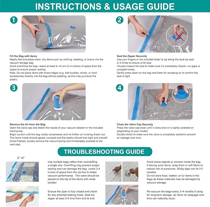 30 Pack Space Saver Storage Bags with Electric Air Pump