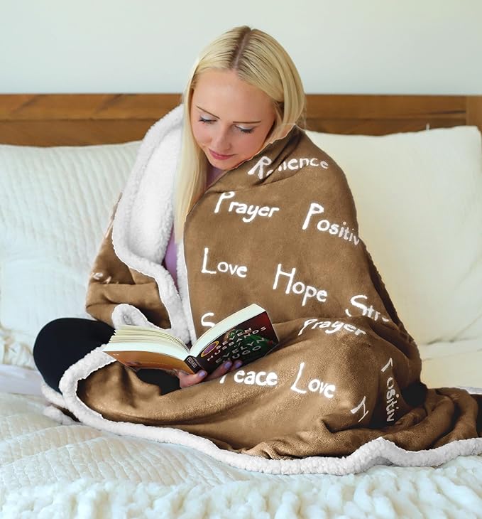 WOLF CREEK BLANKET - Compassion Blanket (Brand)- Strength Courage Super Soft Warm Hugs, Get Well Gift Blanket Plush Healing Thoughts Positive Energy Love & Hope (Camel, 50 x 65 Sherpa)