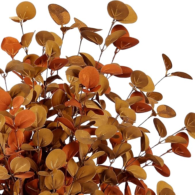 Sggvecsy 6 Pcs Artificial Eucalyptus Stems Fall Eucalyptus Leaves Autumn Leaf Branches Fall Decorations with Foam Fall Leaves for Home Floral Arrangement Autumn Festival Thanksgiving Decor