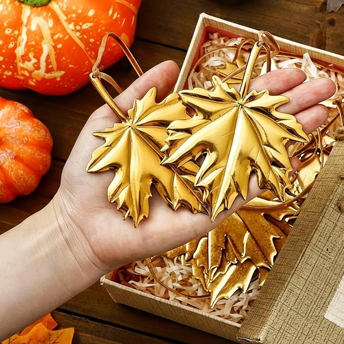 Shimeyao Fall Garland Maple Leaf Garland Decor 6 FT Brass Fall Decorations for Mantle Front Door Artificial Maple Leaf Banner Hanging Decor Cold Autumn Weather Outside Indoor Decorations