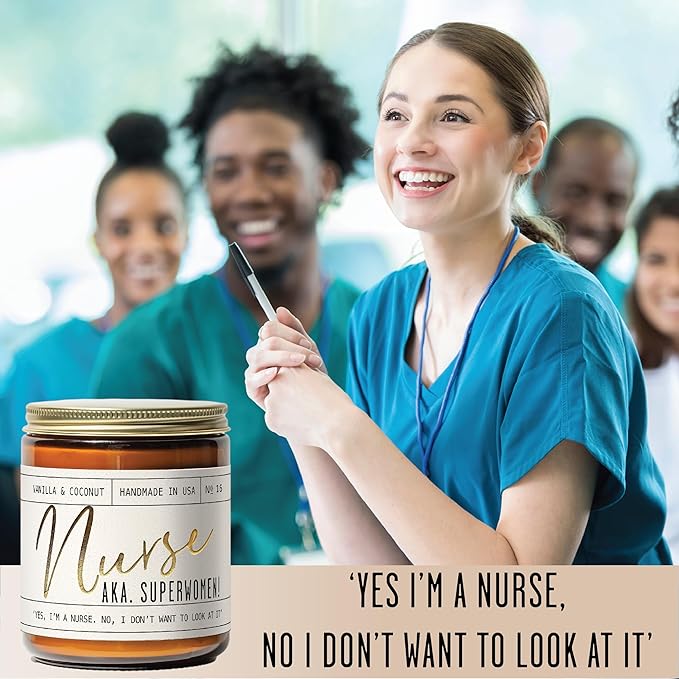 Nurse Gifts for Women - 'Nurse AKA. Superwomen' Soy Candle,w/Vanilla & Coconut I Nursing Gifts for Nurses Female I Nursing Student I Nurse Practitioner RN I Nurse Graduation Gift I 50Hr Burn, USA Made