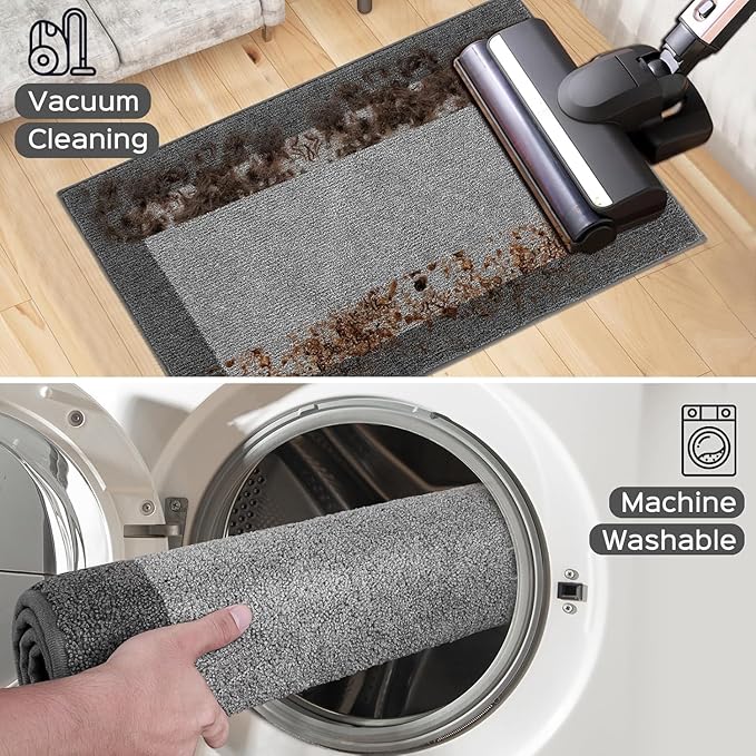 Machine Washable Kitchen Rug 24" x 96", Non Slip Kitchen Mat for Floor, Absorbent Entrance Runner Rug for Bedroom, Hallway, Bathroom, Door (Roll Packing)