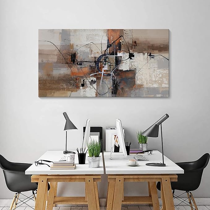 YDYSUNE Abstract Canvas Wall Art, Modern Wall Decor Painting, Brown Room Decorations, Orange Wall Art for Living Room, Bedroom, Office Artwork Wall Decor 24×48IN