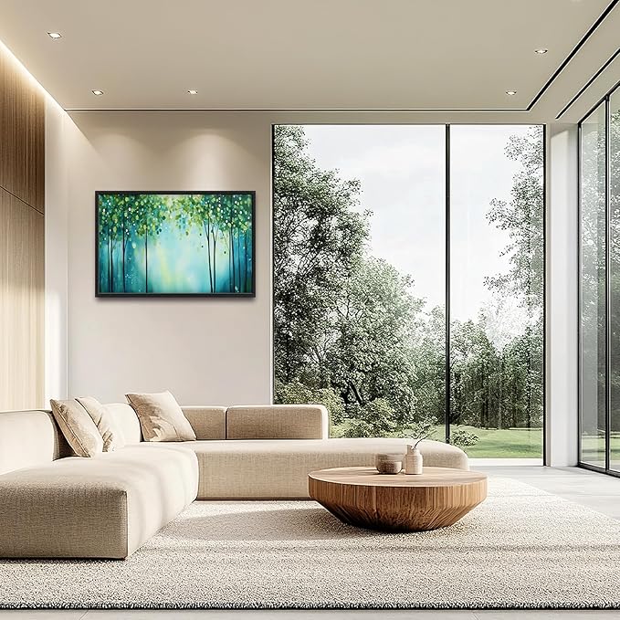 Lovira Green Forest Tree Large Wall Art Nature Landscape Canvas Wall Decor Pictures Prints Painting Framed Modern Artwork for Living Room Bedroom Bathroom Office 24"x36"