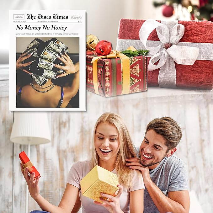 No Money No Honey Wall Art Paintings Hot Girl Love Money Newspaper Wall Decor Funky Preppy Motivational Wall Decor Picture for Home Decor Office Living Room Bathroom Aesthetic Artwork Decoration