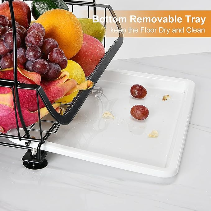 Fruit Vegetable Storage Basket, 5 Tier Stackable Metal Wire Storage Baskets with Wheels, Fruit Vegetable Produce Basket Organizer Bins for Kitchen, Pantry, Bathroom