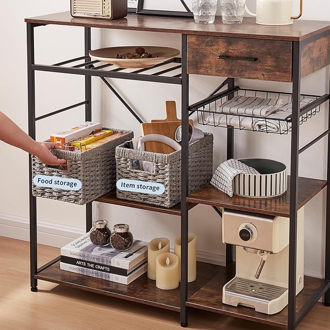 OIAHOMY Wicker Baskets, Paper Rope Storage Baskets for Organizing with Built-in Handles, 2 Packs-Grey