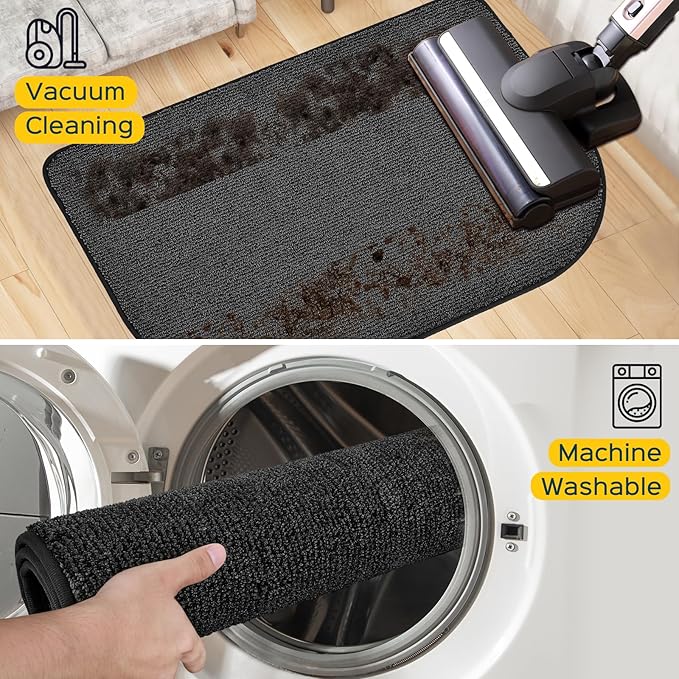 Washable Kitchen Rug 24" x 47" / 60cm x 120cm, Non Slip Kitchen Mat for Floor, Absorbent Indoor Entryway Runner Rug for Laundry, Bathroom, Bedroom,Door