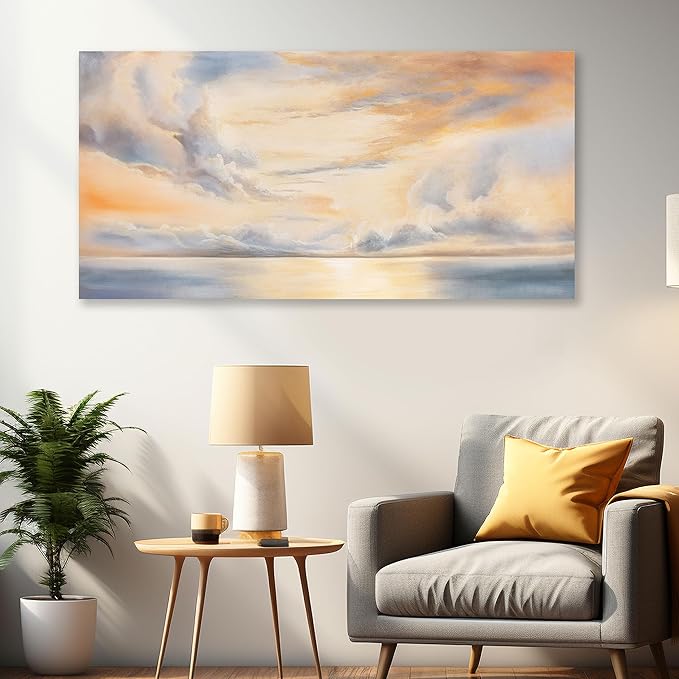 Glvzygy Abstract Wall Art Nature Scenery Wall Decor Sky Clouds Sunset Wall Art Prints Canvas Painting Wall Decor Artwork for Home Room Bathroom Living and Office Home Decor Wall 29"x58"