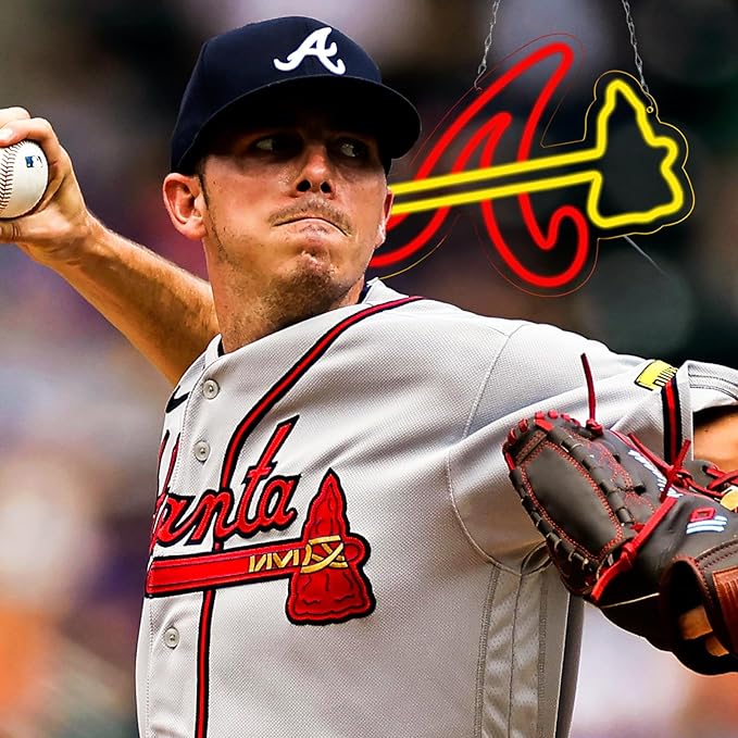 Balanar Braves Neon Signs For Wall Decor ,Baseball Team Neon Light for Bedroom Man Cave Party Bar Background Decoration,Neon for Parties, Bars, Dorms, Office Wall Art and Game Room Decor16.1*11.4 inch