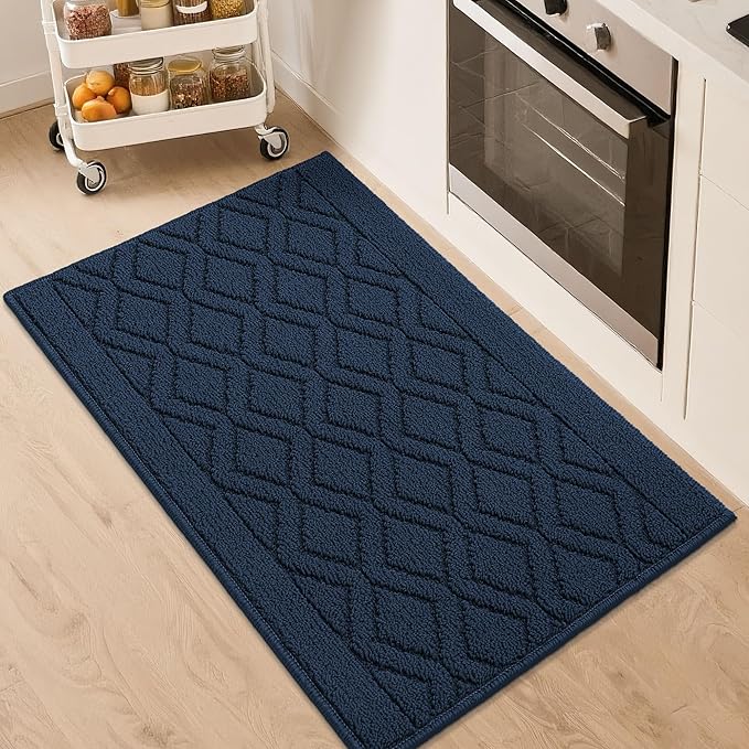COSY HOMEER-Kitchen-Rugs-and-Mats 20"x32" Non Slip Kitchen Mats for Floor Absorbent Kitchen Rug Washable Kitchen Standing Floor Mat for Sink Mat,Throw Rug,Entry,Laundry,Navy Blue