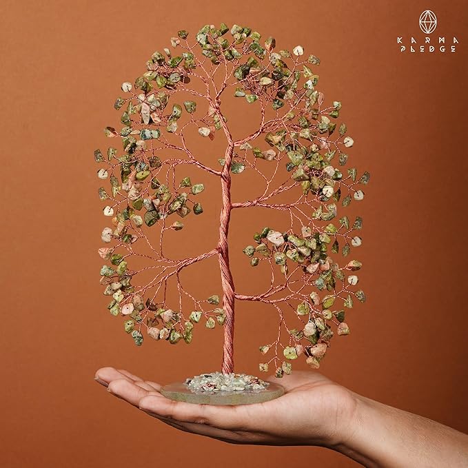 Crystal Trees for Home and Office Decoration, Unakite Chakra Healing Crystals Feng Shui Handmade Trees for Positive Energy, Money, Good Luck, Christmas Decor, Birthday Gifts for Women, Mom