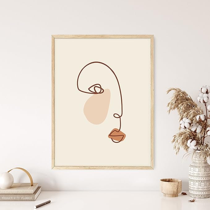 HAUS AND HUES Female Figure Wall Art Line Drawing - Single Line Drawing Wall Art | Woman Art Print Line Art Wall Decor Minimalist Wall Decor | 12" x 16" UNFRAMED