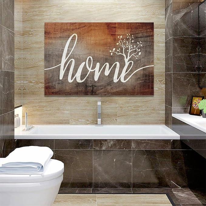 Large Farmhouse Home Wall Art Home Word Sign Pictures Wall Decor Rustic Home Quotes Canvas Painting Print Modern Family Decor Artwork Framed for Living Room Bathroom Master Bedroom Dining room 24"x16"