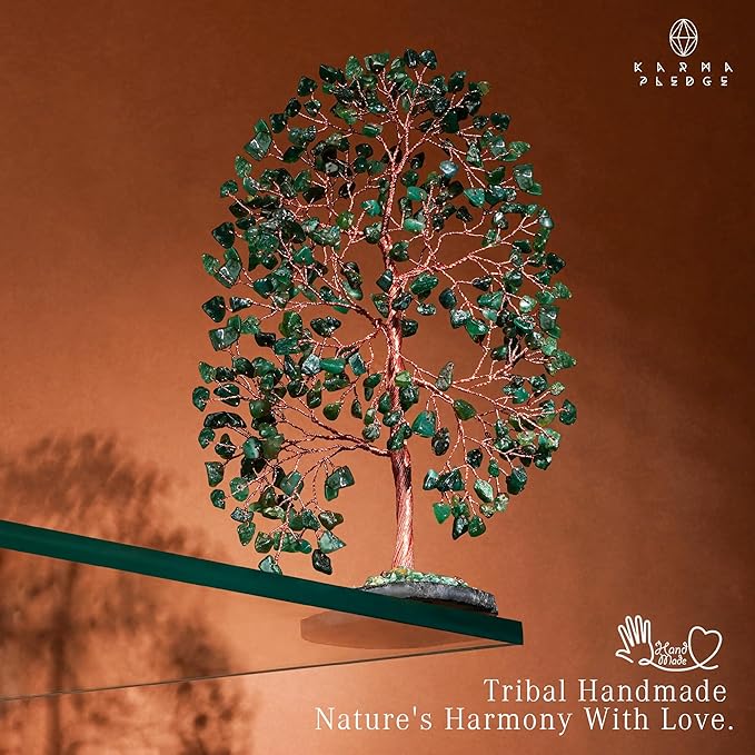 Crystal Trees for Home and Office Decoration, Green Aventurine Chakra Healing Crystals Feng Shui Handmade Trees for Positive Energy, Money, Good Luck, Christmas Decor, Birthday Gifts for Women, Mom