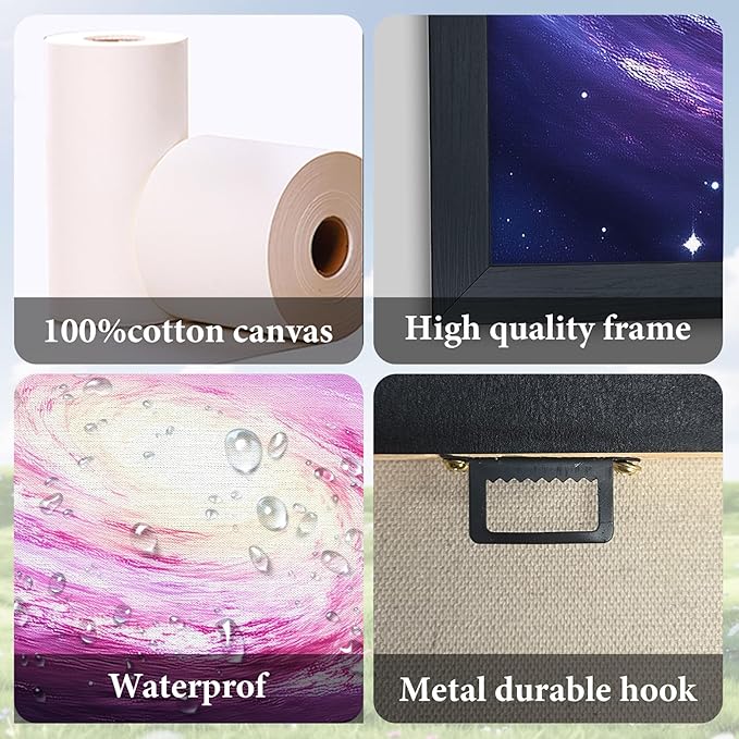 Lovira Outer Space Galaxy Large Wall Art Rustic Universe Starry Sky Canvas Wall Decor Pictures Prints Painting Framed Artwork for Living Room Bedroom Bathroom Kitchen Office 24"x36"