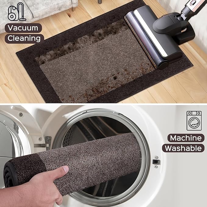Machine Washable Kitchen Rug 24" x 84", Non Slip Kitchen Mat for Floor, Absorbent Entrance Runner Rug for Bedroom, Hallway, Bathroom, Door (Roll Packing)