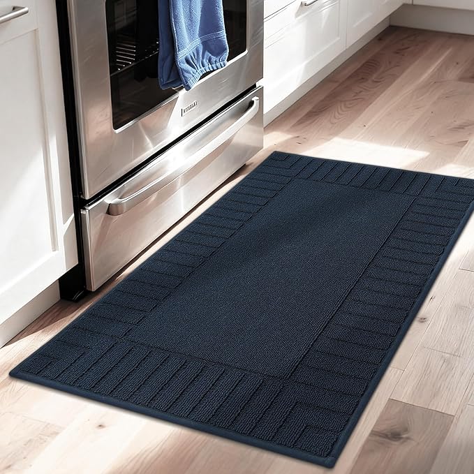BEQHAUSE-Kitchen-Rugs-and-Mats Non Slip Kitchen Mats for Floor Absorbent Kitchen Rugs Machine Washable Kitchen Floor Mat,Navy Blue 24”x35”