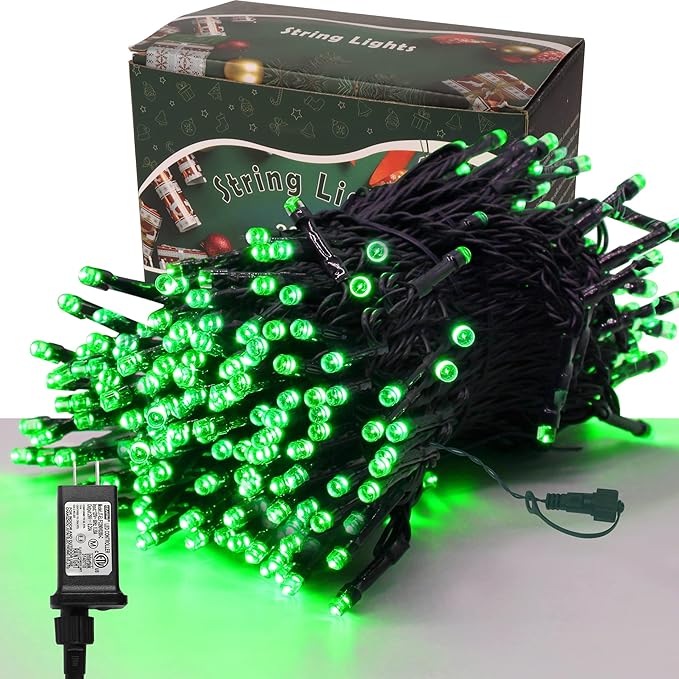 300 LED St Patricks Day Lights, 98.5FT Christmas String Lights with 8 Lighting Modes, Waterproof & Connectable Mini Lights, Plug in for Indoor Outdoor Holiday Xmas Party Bedroom Decorations (Green)