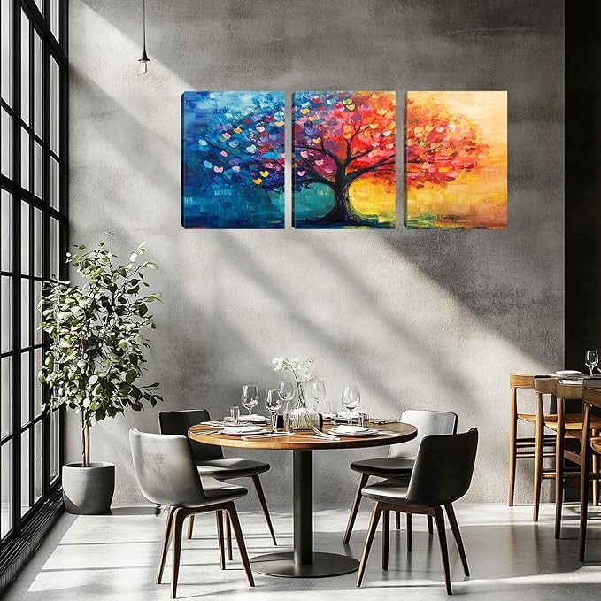 Kuiluuye 3 Pieces Sun Sbstract Wall Decor Motivational Office Wall Decor Sbstract Landscape Wall Art Canvas Paintings Posters for Living room Bedroom Office (36''W x 16''H)