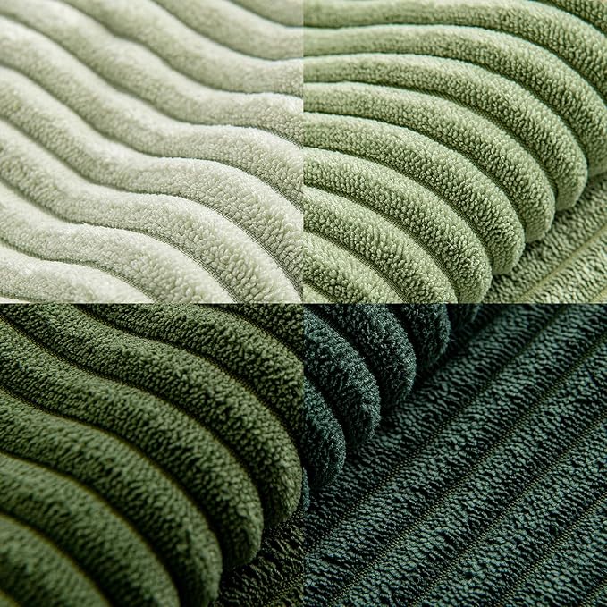 MIULEE Christmas Green Decorative Throw Pillow Covers 18x18 Inch 4 Packs Soft Boho Farmhouse Pillow Cases Mordern Corduroy Patchwork Cushion Cases for Couch Sofa Bed Gradient Home Decor