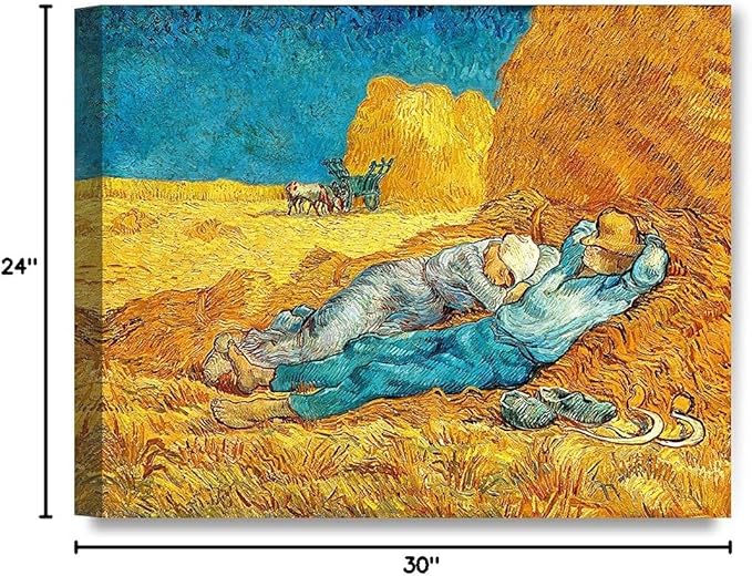 DECORARTS - Noon: Rest from Work, Vincent Van Gogh Art Reproduction. Giclee Canvas Prints Wall Art for Home Decor 30x24