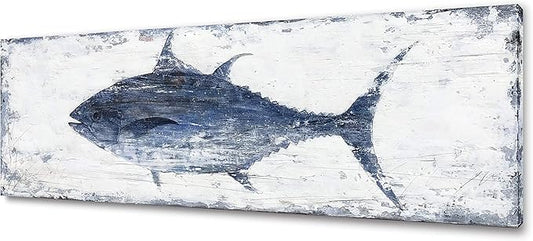 Yihui Arts Decor Abstract Fish Sealife Canvas Wall Art Prints Gallery Wrapped Ready to Hang for Coastal Bedroom Livingroom Office Wall Decoration