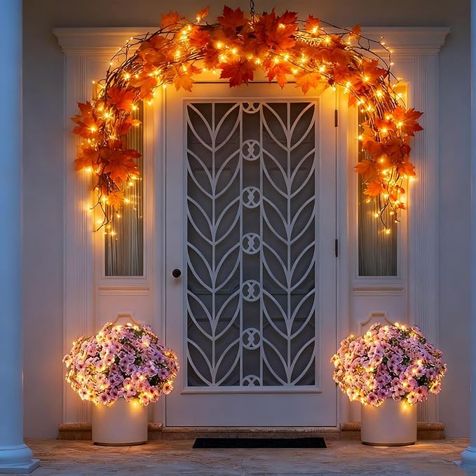 Artificial Flowers UV Resistant Outdoor,12 Bundles Faux Plants for Fall Autumn Thanksgiving Christmas Patio Porch Decor, No Fade Fake Window Box Greenery for Home Wedding Walkway Decoration