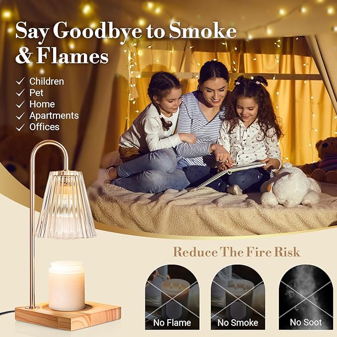 Candle Warmer Lamp with Timer Dimmer, Birthday Gifts for Mom Women Friend Sister, House Warming Gifts, Vintage Clear Wax Melt Warmer, Fall Decorations Office Apartment Dorm Room Home Decor