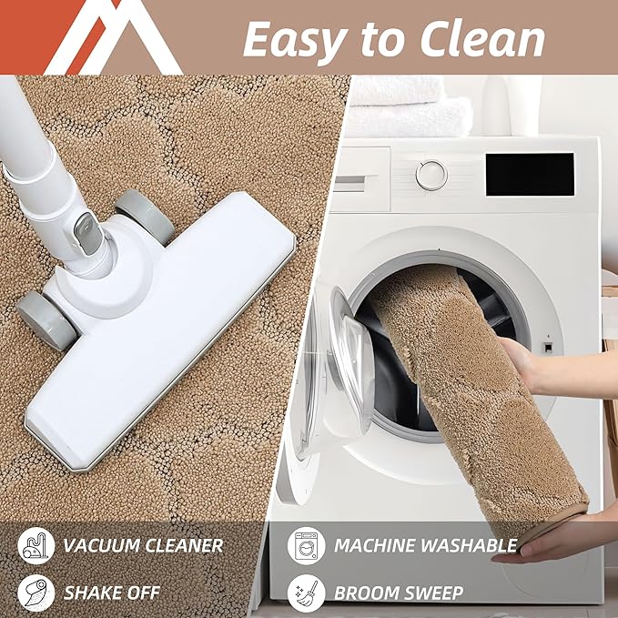 COSY HOMEER Kitchen Rugs Washable Non Slip Kitchen Mats for Floor Absorbent Kitchen Carpet 20" x 32" Soft Rugs for Kitchen,Sink Mat,Entrance,Area Rugs,Beige