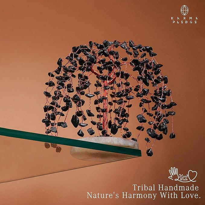 Black Obsidian Crystal Tree of Life Chakra Healing, Home and Office Desk Decor, Feng Shui Bonsai Trees for Postive Energy, Money, Good Luck, Christmas Decor, Spiritual Birthday Gifts for Women, Mom