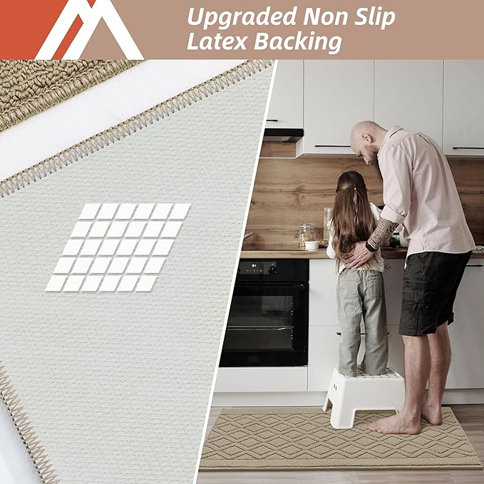 COSY HOMEER-Kitchen-Rugs-and-Mats 20"x30" Non Slip Kitchen Mats for Floor Absorbent Kitchen Rug Washable Kitchen Standing Floor Mat for Sink Mat,Throw Rug,Entry,Laundry,Beige
