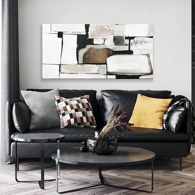 Tsomzxng Canvas Art Wall Decor Abstract Wall Art For Living Room Modern Canvas Abstract Wall Decor Prints Pictures Wall Brown Grey Wall Art For Hotel Home Wall Artwork 24x48 Inch