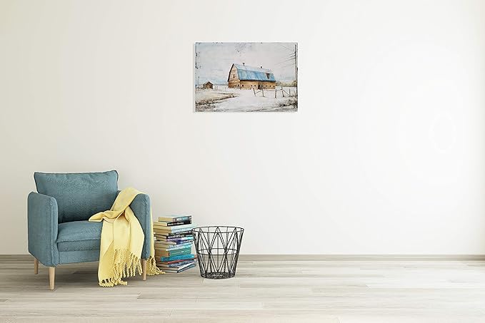 Yihui Arts Farmhouse Canvas Wall Art Hand Painted Light Blue and White Paintings Modern Abstract Rustic Pictures Artwork for Living Room Bedroom Bathroom Decor
