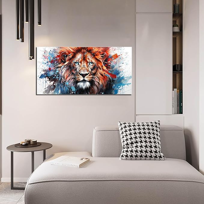 ZHAOSHOP Lion Pictures Wall Decor for Living Room - Colorful Wall Art for Office - Teen Room Decor Ready to Hang Size 20" x 40"