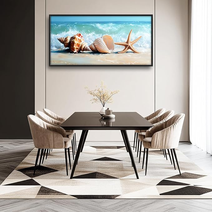 Lovira Beach Large Wall Art Starfish Shell Ocean Coastal Beachy Canvas Wall Decor Pictures Prints Painting Framed Modern Artwork for Living Room Bedroom Bathroom Office 30"x60"