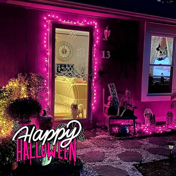 Purple Halloween Lights Outdoor,50 Count Incandescent Bulb Waterproof Fairy Lights๏ผ13FT UL Certified Mini String Lights for Holiday Decorations, Christmas,Halloween,Party, Xmas, Yard,Patio