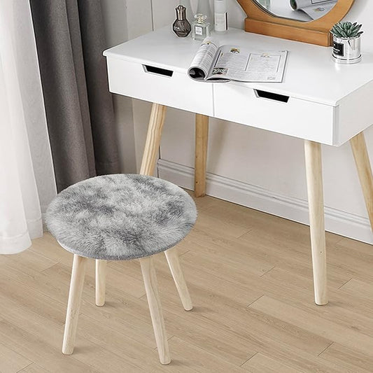 Tie Dye Grey Round Rugs Small 2x2 ft Fluffy Circle Rug Furry Carpet Shaggy Circular Fuzzy Plush Area Rug for Girls Bedroom Kids Room Nursery Cute Room Decor Chair Cushion Pet mat Doormat